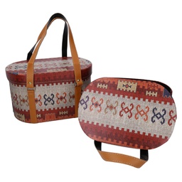 [V1231000000] Scatola ecopelle con manici 1-2 rosso ovale cm 36x26h20