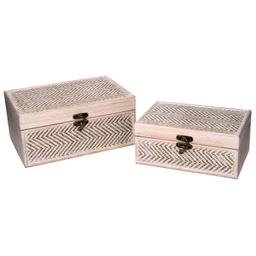 [V5035480000] Scatola legno 1-2 sbiancato rettangolare cm30x20h14