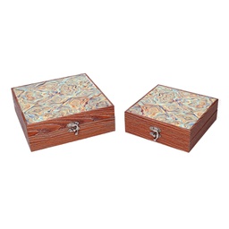 [V5925450000] Scatola legno 1-2 verde bordo marrone cm20x20h6,8