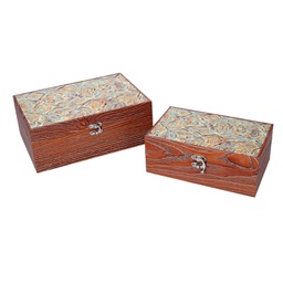 [V5925390000] Scatola legno 1-2 verde bordo marrone cm24x16h9,3