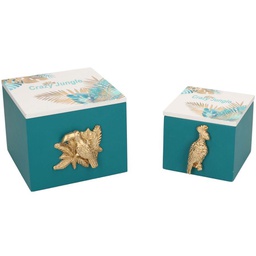 [V5924700000] Scatola legno 1-2 verde foglie rettangolare cm12x13h10,5