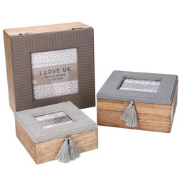 [V5034860000] Scatola legno 1-3 grigio quadro cm 18x18h9