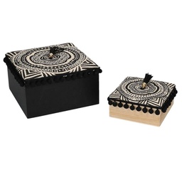 [V5923420000] Scatola legno tessuto maori 1-2 quadro cm18x18h10