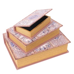 [V1225750000] Scatola libro ecopelle 1-3 grigio fiorirettangolare cm32x24h8