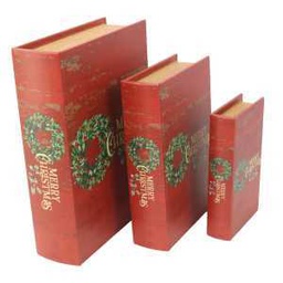 [V6180770000] Scatola libro ecopelle 1-3 rosso ghirlanda cm32x24h8