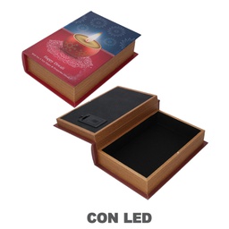[V6146160000] Scatola libro ecopelle con led rettangolare cm29x20h8
