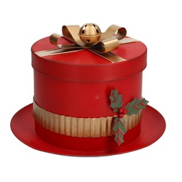 [V6115450000] Scatola metallo rosso cappello tondo cmø29h20,5