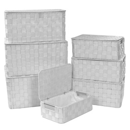[V1225570000] Scatola poliestere 1-7 bianco rettangolare c/manici metallo cm 40x30h21