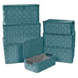 [V1225680000] Scatola poliestere 1-7 verde acqua rettangolare cm 40x30h21