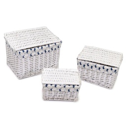 [V1215680000] Scatola vimini ismaele 1-3 bianco rettangolare cm 45x35h30