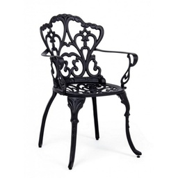 [B0806072] Sedia alluminio antracite esterno barocco cm 57.5x 58 x 87.5h