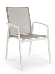 [B0662232] Sedia arredo giardino con bracciolo  bianco Cruise