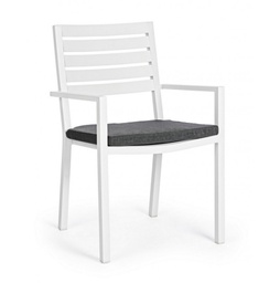 [B0662928] Sedia con braccioli Helina bianco in alluminio