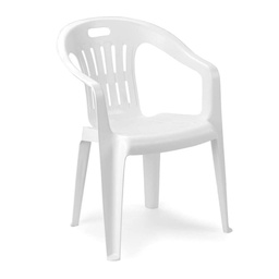 [1906192] Sedia da esterno in plastica bianca con braccioli Piona