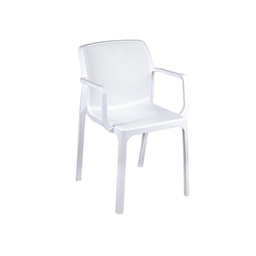 [19906284] Sedia in polipropilene da giardino con braccioli Bianca DALIAN 46,5x53,5x h55 cm