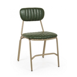 [B0746116] Sedia moderna Addy in acciaio rivestita in colore verde scuro retro