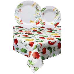 [20003559] Set 12 Piatti e Tovaglia Pasta Multicolor Linea Olimpia
