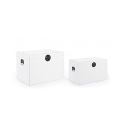 [B0746030] Set 2 Baule Pechino bianco in legno
