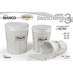 [GIC794070] 2x Set ceste portabiancheria bianco portapanni pz 3