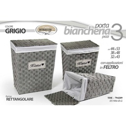 [GIC794209] 2x Set ceste portabiancheria grigio portapanni pz 3 rettangolari