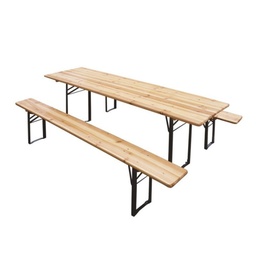 [1906040] Set da giardino tavolo e due panche in legno e acciaio Verdelook