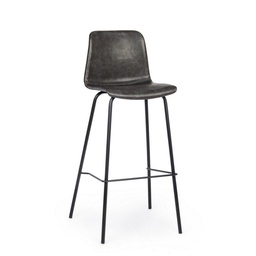 [B0734310] Sgabello bar vintage acciaio similpelle antracite Kyra cm 39 x 44 x 103,5