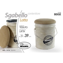 [GIC791741] 2x Sgabello in latta vintage con seduta in tessuto cm 31 x 35 x 39 h