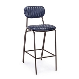 [B0746103] Sgabello vintage da bar in simipelle Blu DEBBIE 44x51x h100 cm