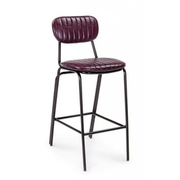 [B0746104] Sgabello vintage da bar in simipelle Bordeaux DEBBIE 44x51x h100 cm