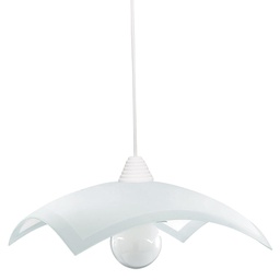 [FABIANA/S40 BI] Sospensione 40x40 con montatura bianca e vetro a lastra, 1xE27.
