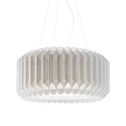 [LOU/S5/60/W] Sospensione 5 Luci Bianco in Metallo Cromato Cm. 60 x 31h