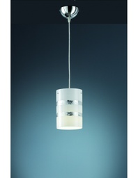 [TRIO308700189] Sospensione Singola Moderna Vetro Decoro Foglia Argento Nikosia Trio Lighting