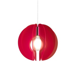 [SI/S/40/RF] Sospensione Sirio Rosso Fluorescente in Metallo Cromato Cm. 40 x 40h