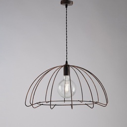 [BL233-NR] Sospensione in ferro laccato nero con decorazione rame 1 luce