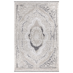 [EFFEZ97072] Tappeto Asya CR60 fondo grigio e decoro orientale bianco 120x180 EFFEZ