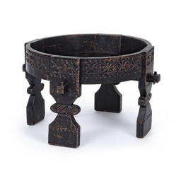 [B0746382] Tavolino nero in legno stile fusion Ø50a - 35h