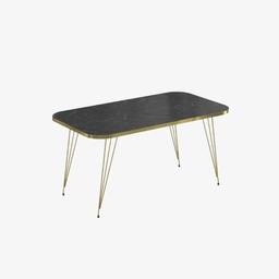 [FZ98913] Tavolino rettangolare Reeta marmo nero con fascia oro e gambe oro
