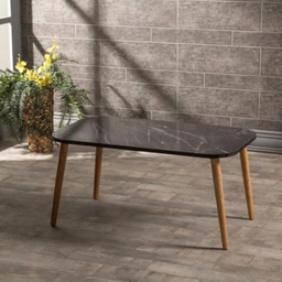 [FZ98916] Tavolino rettangolare Reeta marmo nero con gambe in legno