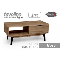 [GIC796814] Tavolino salotto noce nero cm 100x 48 x 43 h con cassetto