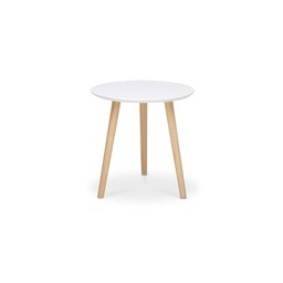[FZ85736] Tavolino tondo bianco 3 piedi legno di pino diam.48xh.45 cm