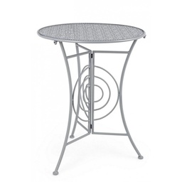 [B0740475] Tavolino tondo pieghevole da giardino in acciaio Grigio MARLENE diametro 60x h77 cm