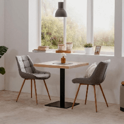 [FZ95742] (3c) Tavolo Quadrato 70x70x75 h cm piano rovere e base nera