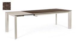 [B0731240] Tavolo allungabile Briva marrone lucido-tortora