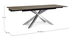 [B0731231] Tavolo allungabile acciaio ceramica Arzachel cm 160-240 x 90