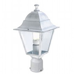 [SOV601/37] Testa-palo in alluminio pressofuso con diffusori in vetro trasparente, diametro 60 mm, altezza max lampada 170mm, alimentazione 230 V ~ 50 Hz, potenza massima lampade 60W biancoargento