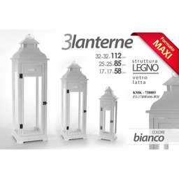 [GIC738883] Tris lanterne bianco grandi arredo casa giardino in legno vetro
