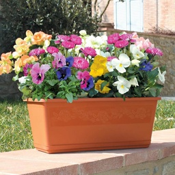 [043742] Vaso Fioriera Balconella Con Sottovaso Cm 40 Plastica Terracotta Bama