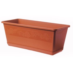 [043743] Vaso Fioriera Balconella Con Sottovaso Cm 50 Plastica Terracotta Bama