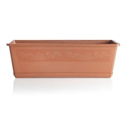 [043744] Vaso Fioriera Balconella Con Sottovaso Cm 60 Plastica Terracotta Bama