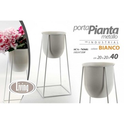[GIC765681] Vaso portapianta metallo stile urban bianco cm 20 x 20 x 40 h